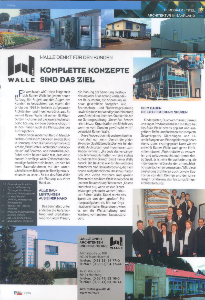 B�ro Walle in EuroSaar:  Walle denkt f�r den Kunden Komplette Konzepte sind das Ziel